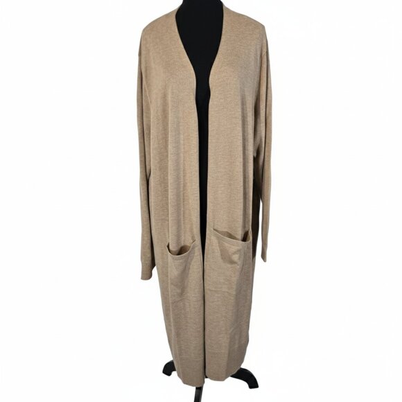 NWT | Long Duster Cardigan Camel/Tan Knit Oversized Pockets | 4XL - Picture 1 of 7